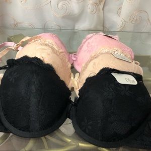 NWT Olive Street Micro-fiber Bras Set of 3 in 36C